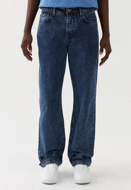 Jeans larghi in denim Sauvage Blau