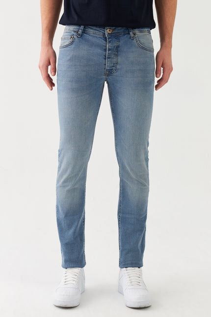 Jeans slim fit in denim Sauvage Blu