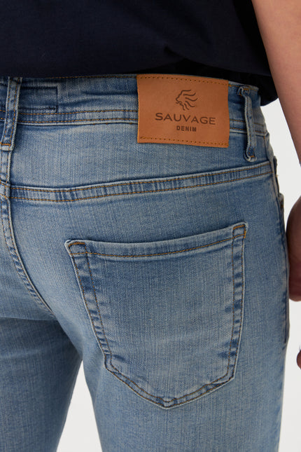 Jeans slim fit in denim Sauvage Blu